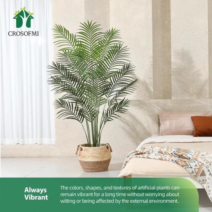 Künstliche Pflanze Palmen 150 cm Kunstpflanze Plastik Groß Areca Palme im Topf Wohnzimmer Balkon Schlafzimmer Grün Deko (2 Pack)