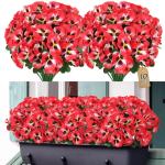 10 bundels kunstbloemen zoals echt balkon, kunstbloemen, buiten, uv-bestendig, weerbestendig, kunstbalkonplanten, balkonbloemen voor huis, vensterbank, bruiloft, decoratie, rood