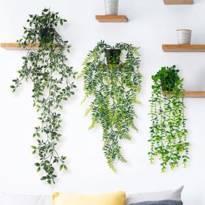 Hangende , hangend met potten, 3 stuks, groene , eucalyptusbladeren, onderhoudsvrije potplant voor tuin, binnen en buiten