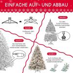 Niwa Kerstboom met verlichting, versierde flock-look, 2-in-1 kunstkerstboom met lichtketting, 200 warm wit licht en 400 PE + pvc-takken, opvouwbare dennenboom (H150 cm)
