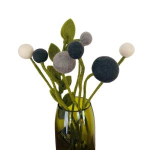 8 vilten bloemen, kleine bloemengroet, boeket, fair trade, handgemaakt (grijs)