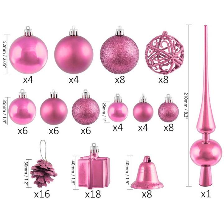 Set met boompiek, 101-delig, kerstboomversiering