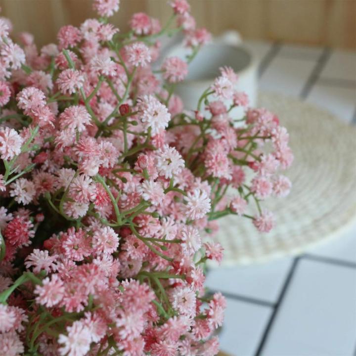 12 stuks Gypsophila-, boeket, bloemstukken voor decoratie (roze)