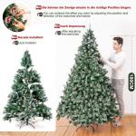 Kunstkerstboom met verlichting, witte sneeuw, led-dennenboom voor kerstdecoratie, 210 cm
