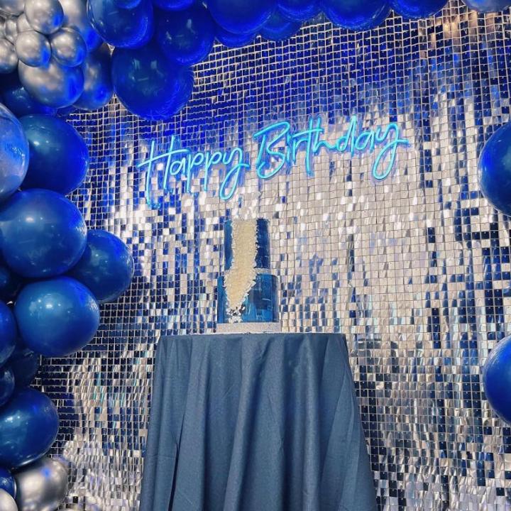 Shimmer Wall Backdrop Silver - Pailletten 24 Panels Glitter Bling Hintergrund Dekorationen 3D Wandpaneel für Party Geburtstag Hochzeit Verlobung Jahrestag Babyparty
