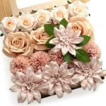 Gemischte Kunstblumen, Verschiedene Künstliche Seidenblumen mit Dahlien Rosen mit Stiel für DIY Basteln Hochzeitssträuße, Tafelaufsätze, Kuchenblumen, Arrangements, Party Heim