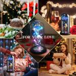 Rozencadeaus voor vrouwen, moeders, vrouwen, kleurrijke kunstroos, cadeau voor vrouwen, altijd in glazen koepel voor verjaardag, Kerstmis, Moederdag, decoraties (blauw)