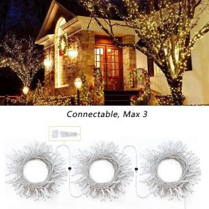 Kerstboomverlichting Warm Wit, 20M 200 LED Lichtsnoer, Waterdicht Lichtketting, Kerstlichtsnoer, voor en buiten, 8 verlichtingsmodi, Timerfuncties, Decoratie Kerstmis