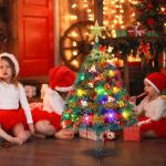 24"/60cm Tafelblad Kerstboom, Kunstmatige Mini Kerstboom Met LED String Lights & Ornamenten (Kerstboom)