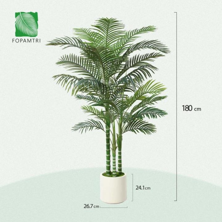 Kunstpalm, 180 cm, grote areca palm in witte pot, , kunstpalm voor huis, woonkamer, slaapkamer, kantoor, balkon, tuindecoratie