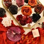 Halloween Künstliche Blumen Schwarze Blumen Mix Seidenblumen Gefälschte Rosen mit Stielen für DIY Hochzeit Brautsträuße Babyparty Blumenarrangement Tischdekoration Heimdekorat