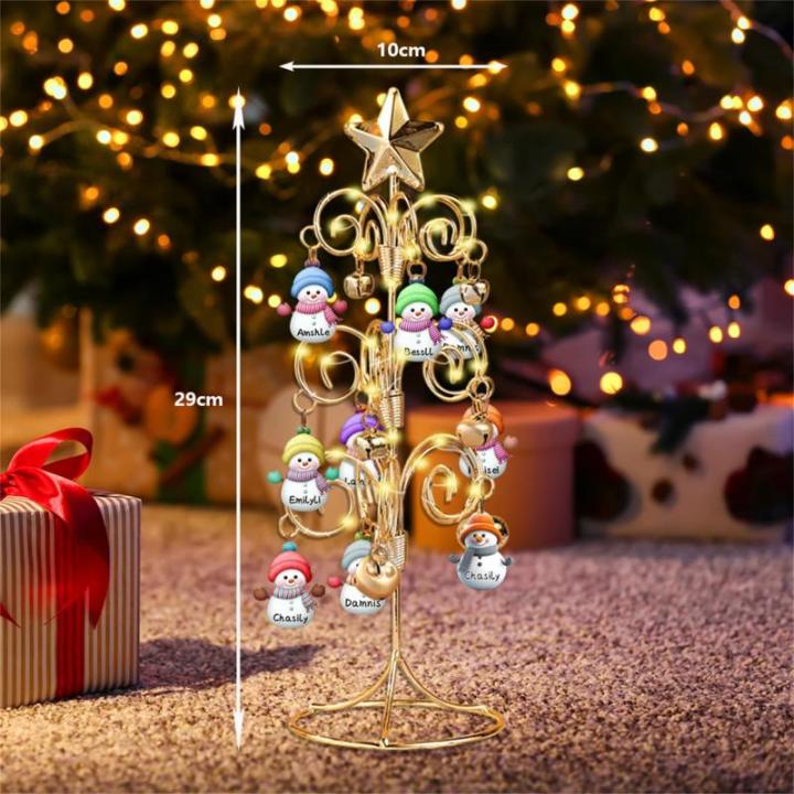 Aangepaste familienaam kerstboom Kerstmis sneeuwpop familie boom kristal kerstboom voor Kerstmis decoratie geschenken voor vrouwen vrouw vriend vriend, stijl 2-3