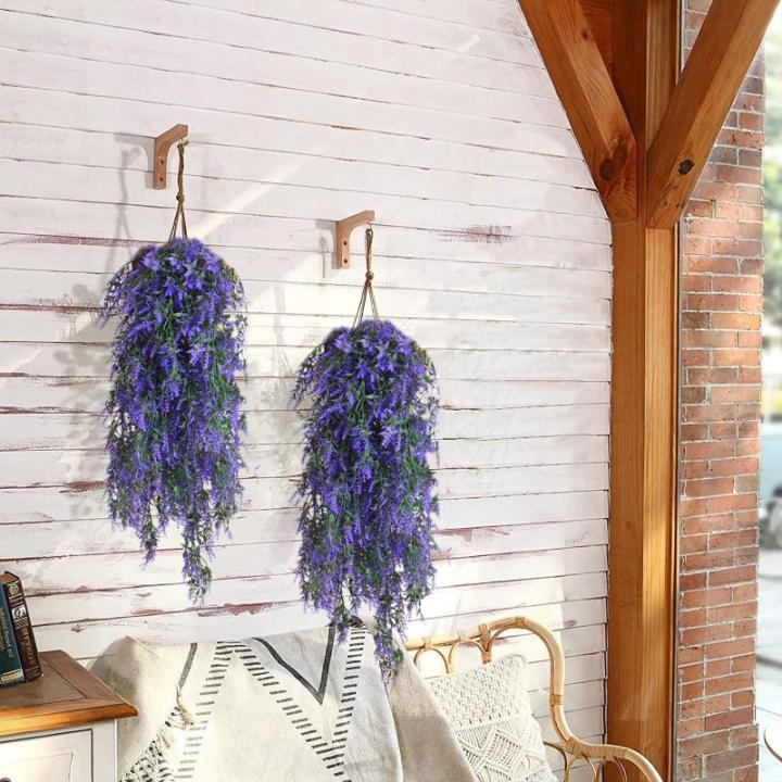 2 stuks kunstmatige hangende bloemen plastic planten, kunstmatige hangplanten buiten, hangende plant, nepplanten voor binnen, moutgras decoratie voor thuis, tuin, binnen, buiten, w