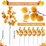 6 eucalyptus decoratieve kunstherfstbladeren takken, kunstbloemen herfstbloemen herfstbloemen kunstbladeren, herfsttakken herfstbladeren decoratieve takken geel voor herfstdecorati