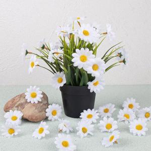 100 stuks gerbera madeliefjes, , kleine madeliefjes, , stoffen bloemen, ontworpen voor bloemendecoraties, doe-het-zelf (witte madeliefjes)