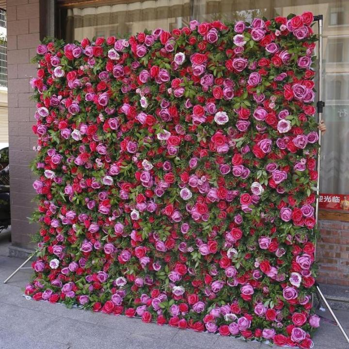 Blumen-Wandpaneel-Set, Künstlicher Wandblumen-Hintergrund, 3D-Seiden-Hortensien-Rosen-Blumenpaneel Für Fotohintergrund, Zuhause, Party, Hochzeit, Hintergrunddekoration(3M*3M)