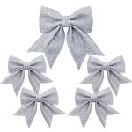 1 + 4 stuks zilveren strikken Kerstmis kerstboom strikken glitter kerstboomversiering voor familiefeesten feestdecoratie voor Kerstmis vakantie bruiloft feesten (2 maat)