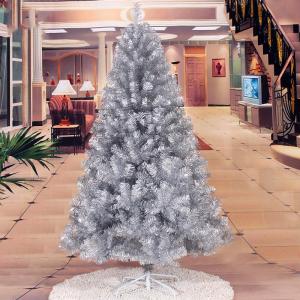 Fuß schwarzer Weihnachtsbaum, Kiefernbaum mit Metallständer, großer künstlicher Weihnachtsbaum für den Innen- und Außenbereich, Weihnachtsdekoration für Büro und Geschäft 