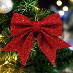 10 stuks rode strikken Kerstmis glitter kerstboom strikken kerstboomversiering voor familiefeesten feestdecoratie voor Kerstmis vakantie bruiloft feesten