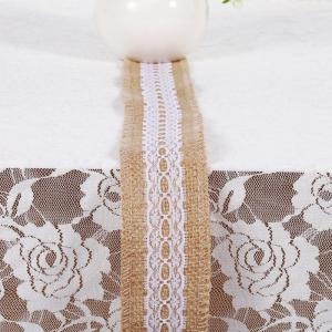 Juteband mit weißer Spitze, rustikaler Stil, Hochzeit, Party, Basteln, Dekoration, 6 Arten (4)