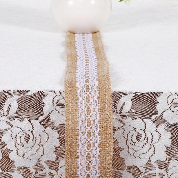 Juteband mit weißer Spitze, rustikaler Stil, Hochzeit, Party, Basteln, Dekoration, 6 Arten (4)