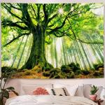 Wandtapijt voor woonkamer slaapkamer tapijt muur opknoping grote 3D muur kunst bekleding (B 79 x T59, groen tapijt)