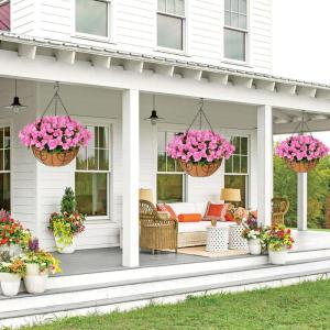 Kunst hangende mand, nep hangende plant zijde Bougainvillea , nepbloemarrangement voor buiten binnen tuin tuin zak patio indoor woondecoratie (roze)