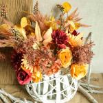 Kunstbloemen, hortensia, , decoratieve zijden bloemen, boeket, kunstbloemstukken, bruiloft, kamerdecoratie, herfstrood