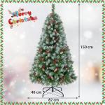 150/195 cm Künstlicher Weihnachtsbaum mit 200/420 LED-Lichtern und 8 Beleuchtungsmodi, Kunstbaum mit roten Ananas & Beeren, Christbaum mit Metallständer für Weihnachten (150 cm)