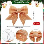 10 stuks roségouden strikken, kerststrikken, glitter-kerstboomstrikken, kerstboomversiering voor familiefeesten, feestdecoratie voor Kerstmis, vakantie, bruiloft, feesten
