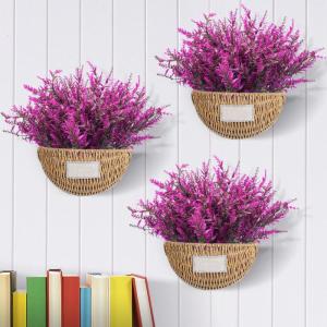 12 bundels kunstlavendel struiken, voor buiten, balkonplanten, weerbestendige uv-bestendige plastic bloemen voor outdoor, binnen, balkon, tuin, balkonbakken, fuchsia