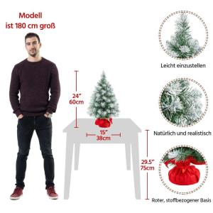 Kunstkerstboom, snelle montage, incl. kerstboomvoet, kerstboom, witte sneeuw voor tafel, kantoor