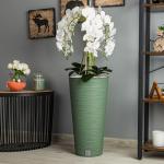 Künstliche Orchidee Kaskaden Blumenstrauß Weiß im Topf Wandgrün H 110 cm Heimbüro Dekoration, Kunstpflanze Orchidee, Kunstblume, Künstliche Orchidee im Topf