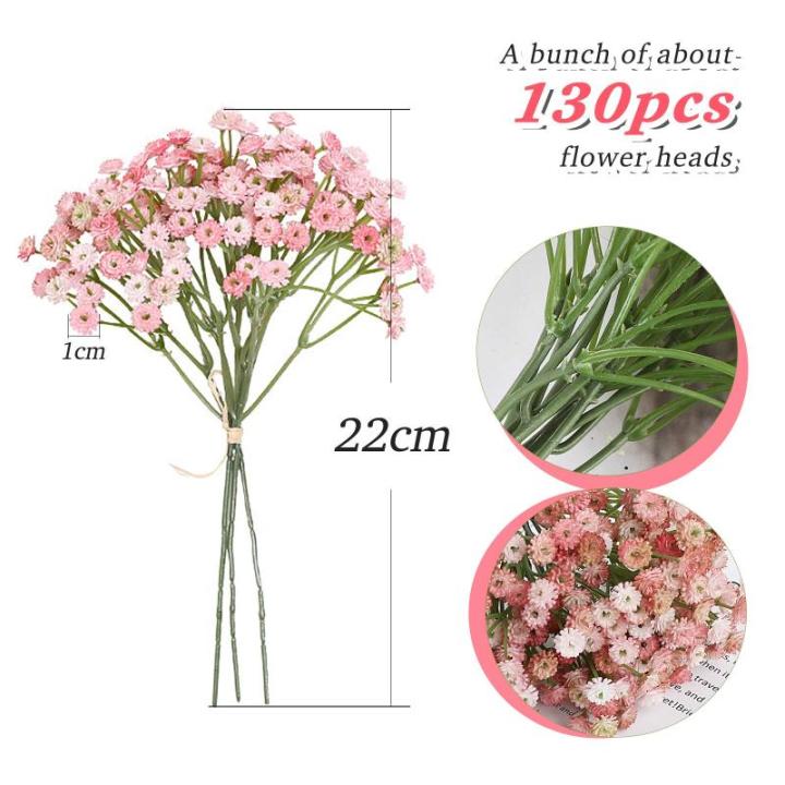 9 stuks kunstmatige babyadem gypsophila bloemen boeketten realistische nepbloemboeketten voor bruiloft huisdecoratie bloemstukken, ongeveer 400 bloemen (roze)