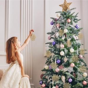 24 x sneeuwvlokken kerstdecoratie voor kerstboom glitter kerstboomversiering, champagne