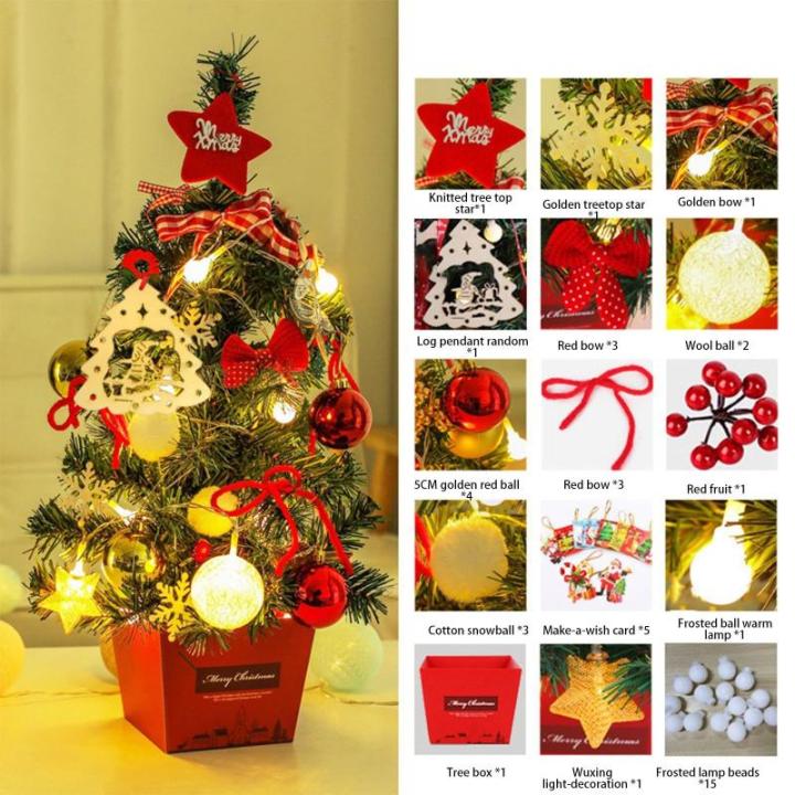 Mini Weihnachtsbaum 50CM Kleiner Weihnachtsbaum mit Beleuchtung, Weihnachten Deko Christbaum mit LED Lichterkette und Weihnachtskugel, Künstliche Weihnachtsbäume Geschmückt für