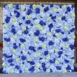 Blumen-Wandpaneel, Blau-weiß, Künstlicher Wandblumen-Hintergrund, 3D-Seiden-Hortensien-Rosen-Blumenpaneel Für Fotohintergrund, Zuhause, Party, Hochzeit, Hintergrunddekoration(2.