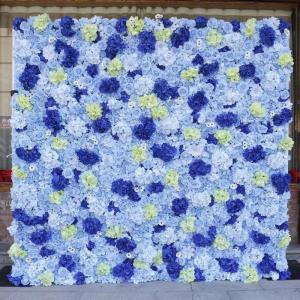 Blumen-Wandpaneel, Blau-weiß, Künstlicher Wandblumen-Hintergrund, 3D-Seiden-Hortensien-Rosen-Blumenpaneel Für Fotohintergrund, Zuhause, Party, Hochzeit, Hintergrunddekoration(1.