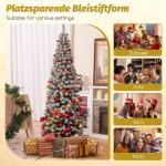Kunstkerstboom, potlood, 180 cm, dennenboom met sneeuw, kerstboom met 460 takken en inklapbare metalen standaard, slanke kunstboom, Kerstmis voor thuis, op kantoor (groen)