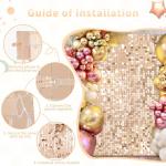 Schimmernder Wandpaneel Hintergrund Champagner - Glamour-Pailletten 24 Paneele Glitzer Hintergrund Dekorationen 3D Wandpaneel für Party Geburtstag Hochzeit Verlobung Jahrestag Zer
