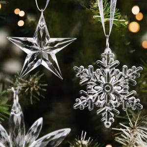 9 stuks kerstdecoraties acryl sneeuwvlokken ster ornamenten met linten heldere kerst opknoping sneeuwvlokken ster voor kerstboom decoraties kerst doe-het-zelf ambachten benodigdhed