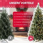 Wija Kerstboom met verlichting, kunstkerstboom met lichtketting, 350 warm wit licht en kunstsneeuwcoating, 850 takken en houten standaard, van PE-spuitgietwerk en pvc, 180 cm