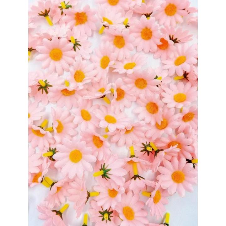 100 x Kunstmatig roze Craft Daisy Daisies Stof bloemen hoofden, Partij Bruiloft Tafel verstrooit Scrapbook accessoireUitnodiging kaart decoratie Craft Gadget