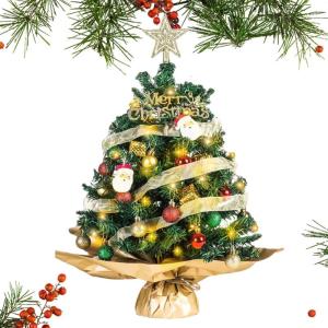 Festive Tree, Cute Table Tree, Pre Lit Tree Holiday Tabletop Decoration, Christmas Tree Ornament, Faux Christmas Tree, Seasonal Home Decors, Compact Christmas Tree, Colorful Tablet