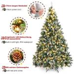 Kunstkerstboom met verlichting, witte sneeuw, led-dennenboom voor kerstdecoratie, 150 cm