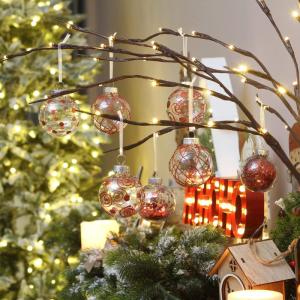 60 mm/2,36 inch onbreekbare doorzichtige plastic kerstbal ornamenten set met glitter schilderij, transparant, doorschijnend, kristallen , kerstboomdecoraties (30 tellingen, rood)