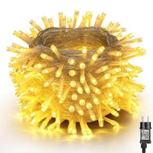Kerstboomverlichting Warm Wit, 20M 200 LED Lichtsnoer, Waterdicht Lichtketting, Kerstlichtsnoer, voor en buiten, 8 verlichtingsmodi, Timerfuncties, Decoratie Kerstmis
