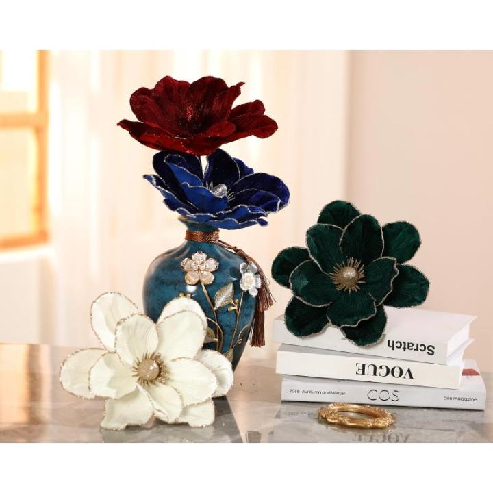 große Glitzer-Weihnachtsblumen, 6 Stück, künstliche Magnolien-Blumen, Samt, gefaltet, Weihnachtsbaum, Blumen, Dekorationen, Weihnachtsbaum, Neujahr Home Ornamente (Grün)