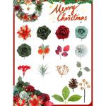 Künstliche Weihnachtsstern, rote Blumen, Seidenblumen, künstliche Rosen mit Stielen für Hochzeit, Brautsträuße, Tischdekoration, Heim-Weihnachtsdekorationen