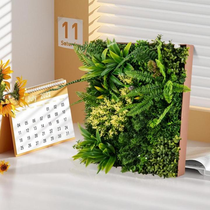 Set van 2 kunstheggen, plantenwand, 50 x 50 cm, panelen met veelzijdige kunstplanten, gesimuleerd gazon, wandpanelen, wandplanten, kunstplant voor muur, balkon, tuin, groen (11 soo